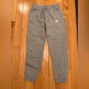 Nike Gray Women's Fleece Joggers with White Swoosh